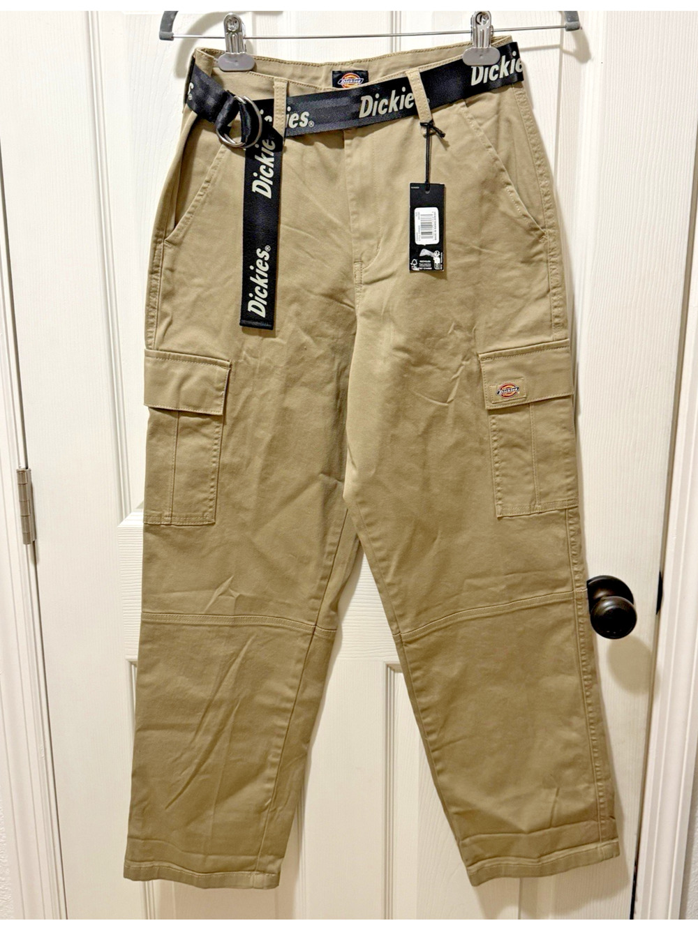 Dickies Women’s High Rise Cargo Pants Size 26R Desert Sand NWT Pull On Tapered